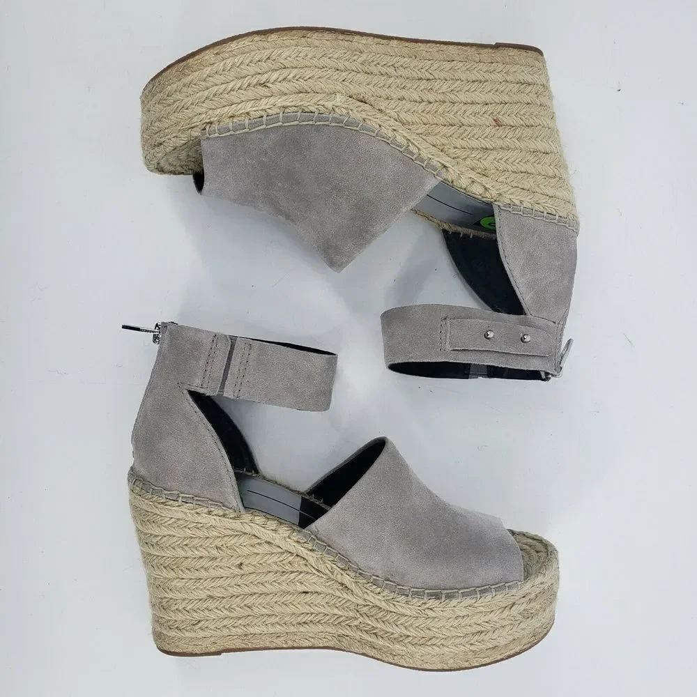 Dolce Vita Espadrille‎ Sandals Gray Suede Platform